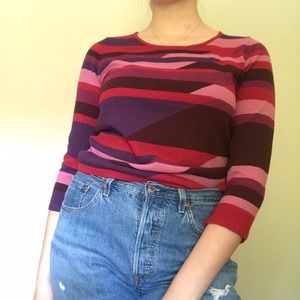 Abstract striped sweater Art Deco color block